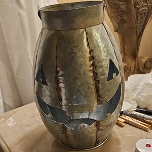 New Ashland Silver Rustic Heavy Metal Jack-O'-Lantern 11"H X 7"W